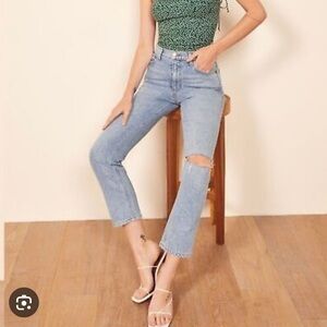 Reformation Liza High Rise Straight Crop Jeans in Montego Wash Size 27